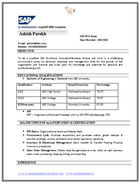 Sample srm resume